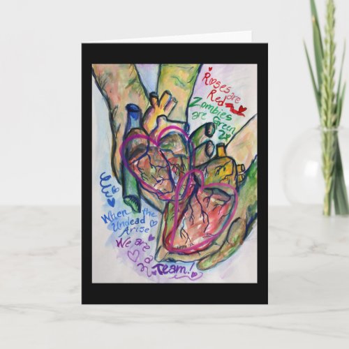 Zombie Love Poem Greeting or Note Art Cards