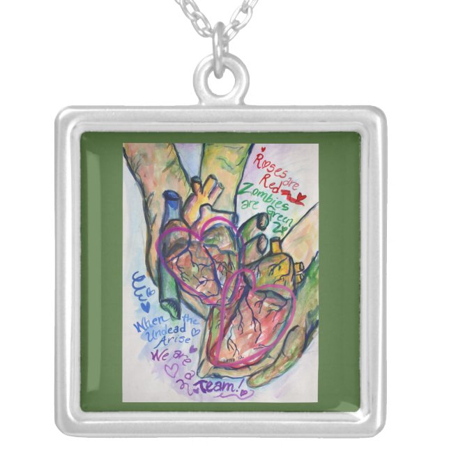 Zombie Love Poem Necklace Pendant Jewelry (Front)