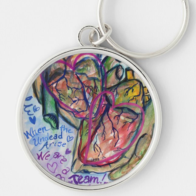 Zombie Love Poem Pendant Charm Keychains (Front)