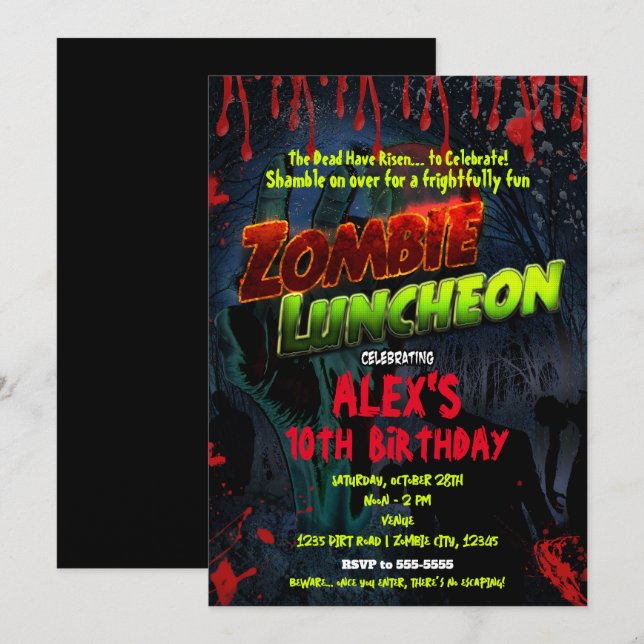 Zombie Luncheon Halloween Party Invitation (Front/Back)