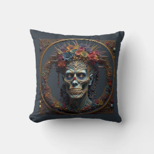 Zombie Mardi Gras King and Queen Throw Pillow