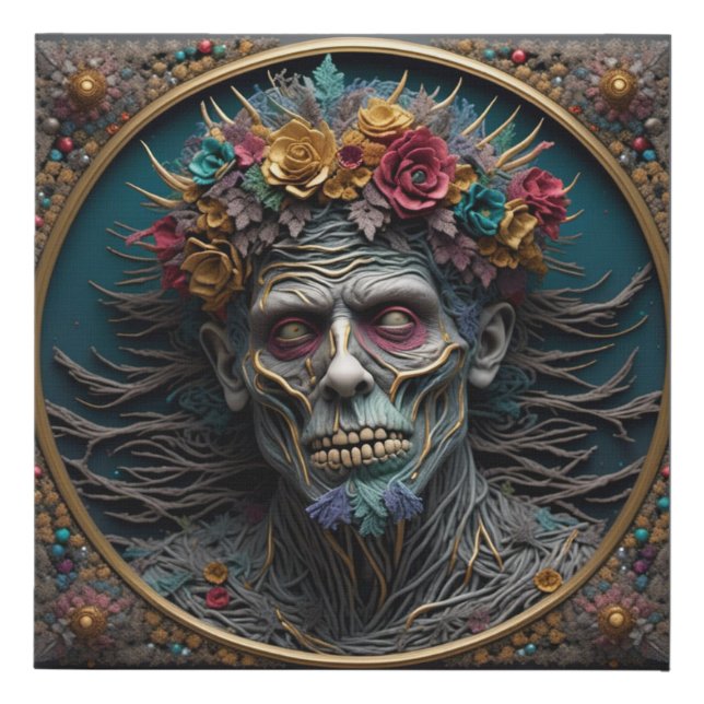 Zombie Mardi Gras King Faux Canvas Print (Front)