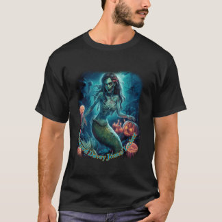 Zombie Mermaid Halloween Skull Spooky Mermaids Fan T-Shirt