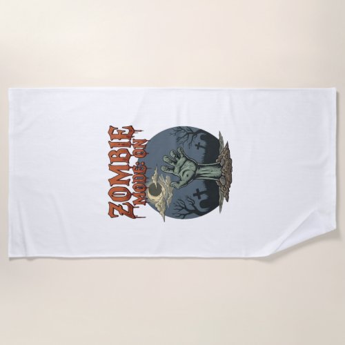 Zombie Mode Halloween Hand Moon Graveyard_1 Beach Towel