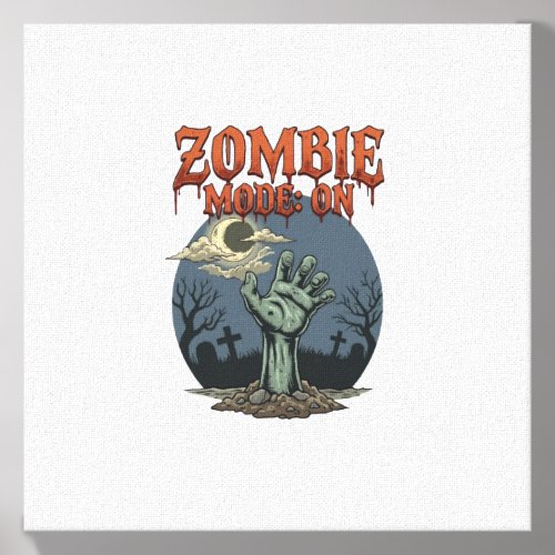 Zombie Mode Halloween Hand Moon Graveyard_1 Canvas Photo Tile