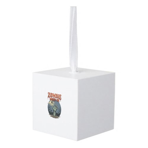 Zombie Mode Halloween Hand Moon Graveyard_1 Cube Ornament
