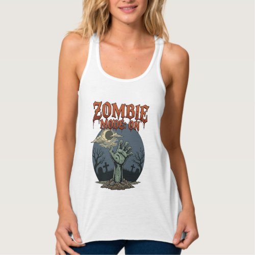 Zombie Mode Halloween Hand Moon Graveyard_1 Tank Top