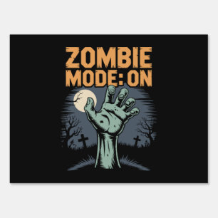 Zombie Mode On Scary Halloween T shirt Sign