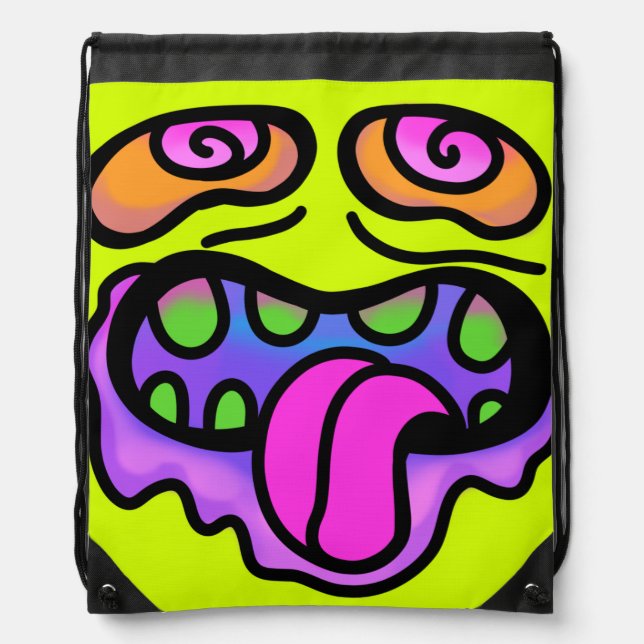 Zombie Monster bright yellow Gym Drawstring Bag (Front)