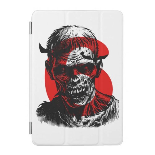 Zombie Monster Portrait with Red Abstract iPad Mini Cover