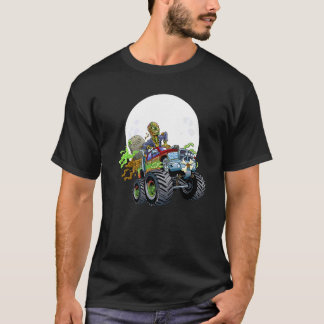 Zombie Monster Truck  Creepy Halloween Scary Kids T-Shirt