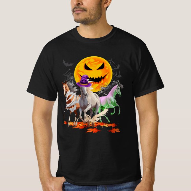 Zombie Mummy Witch Horse Lover Pumpkin Horror Hall T-Shirt (Front)