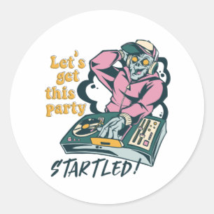 Zombie Music DJ Retro Halloween Party Classic Round Sticker