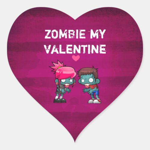 Zombie My Valentine Creepy Cute Heart Sticker