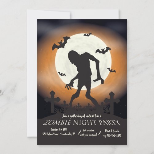 Zombie Night Halloween Party Invitation