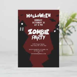 Zombie Night Party , Halloween Celebration October Invitation