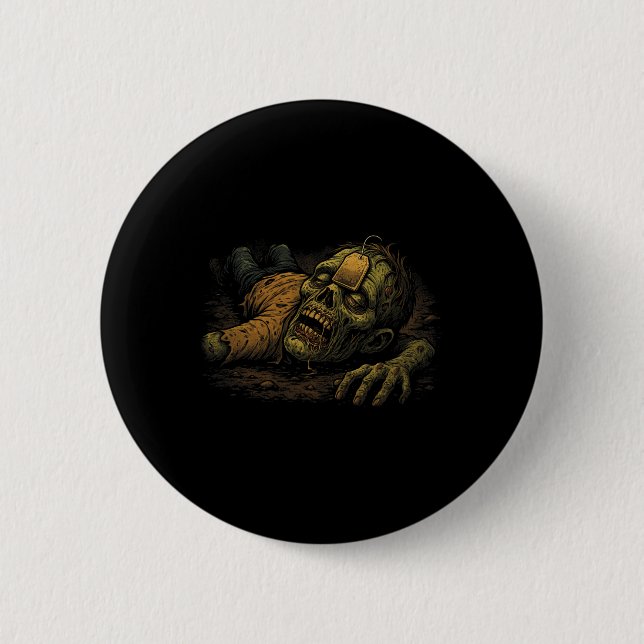 Zombie Npc Teag - Funny Tea G Gamer Meme Halloween Button (Front)