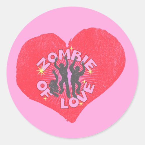 Zombie of Love Retro Punk Grunge Rocker Valentines Classic Round Sticker