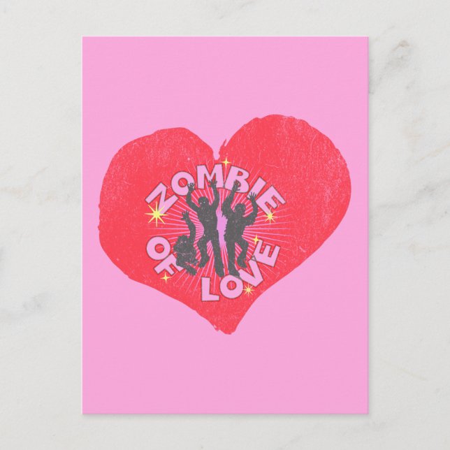 Zombie of Love Retro Punk Grunge Rocker Valentines Postcard (Front)
