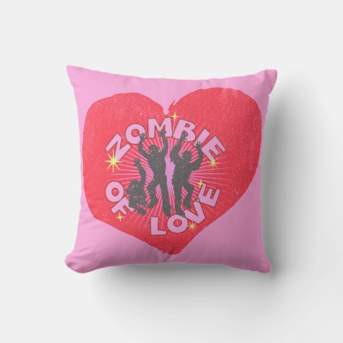 Zombie of Love Retro Punk Grunge Rocker Valentines Throw Pillow