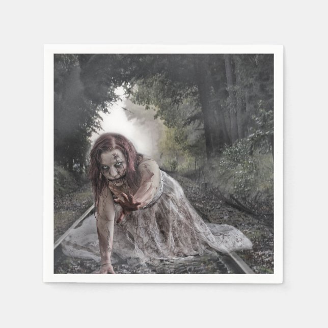 Zombie on the Tracks Napkins (Front)