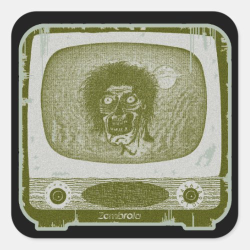 Zombie on TV Square Sticker