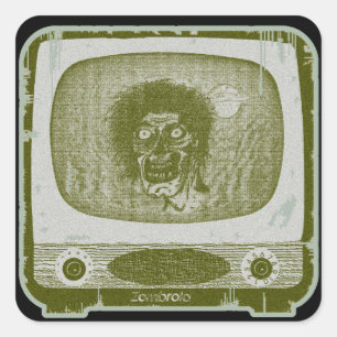 Zombie on TV Square Sticker