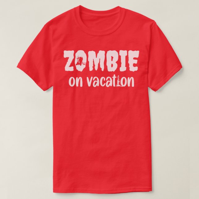 Zombie On Vacation Funny Halloween Design T-Shirt (Design Front)