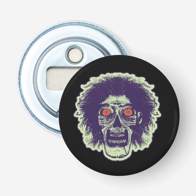 Zombie - Orange Eyes Green Bottle Opener (Front)