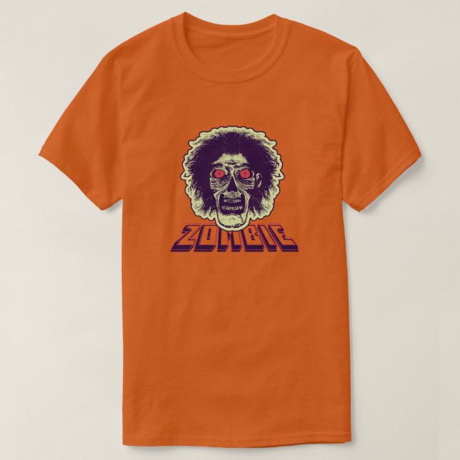 ZOMBIE Orange Eyes Green Hair T-Shirt (Design Front)