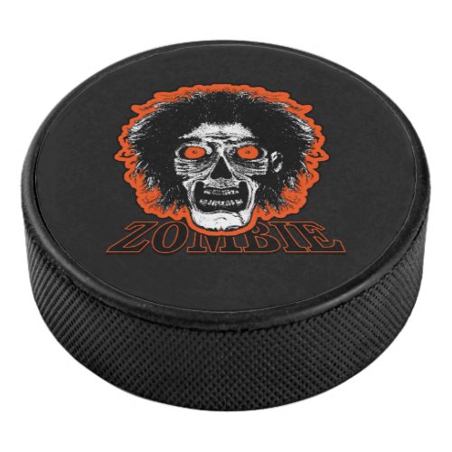 Zombie _Orange Eyes Hair  Hockey Puck