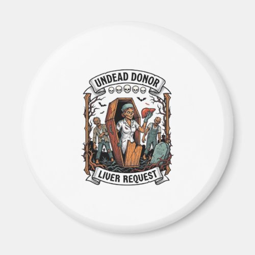 Zombie Organ Donor Vintage Engraving White Shirt D Magnet
