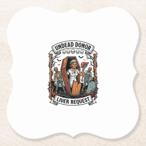 Zombie Organ Donor Vintage Engraving White Shirt D Paper Coaster