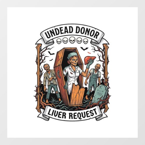 Zombie Organ Donor Vintage Engraving White Shirt D Window Cling
