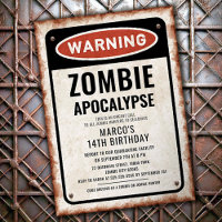 Zombie Outbreak Birthday party with rusty sign