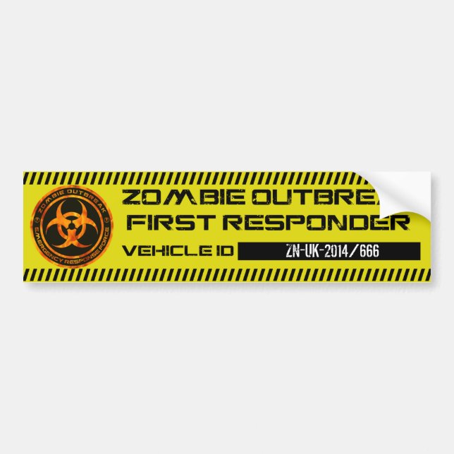 Zombie Outbreak First Responder Bumper Sticker (Front)
