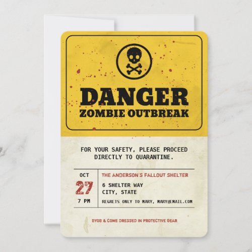 Zombie Outbreak Halloween Party Invitation