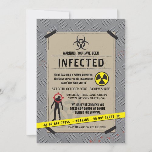 Zombie Outbreak Invite Halloween Infected Area