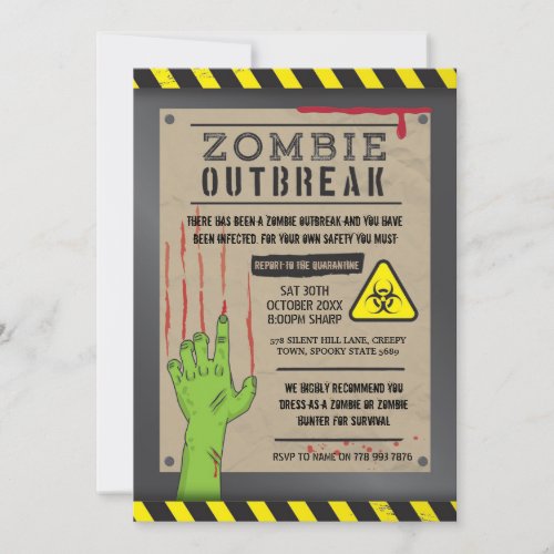 Zombie Outbreak Invite Halloween Party