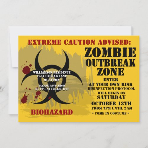 Zombie Outbreak Party Invitation