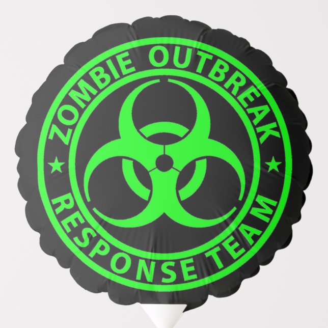 Zombie Outbreak Response Team Neon Green Balloon (Front)