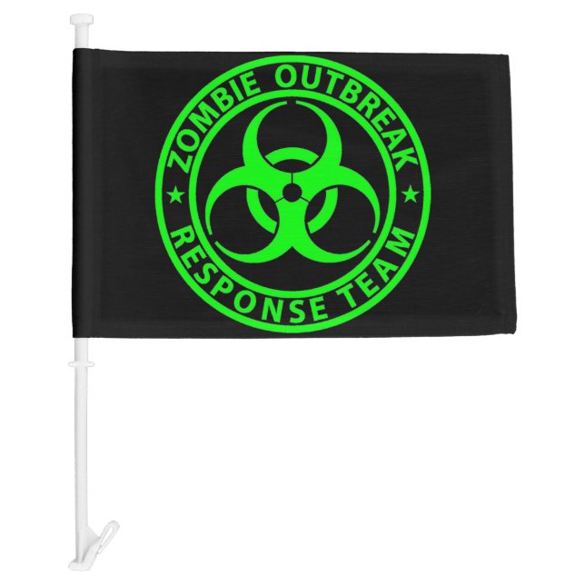 Zombie Outbreak Response Team Neon Green Car Flag (Front)