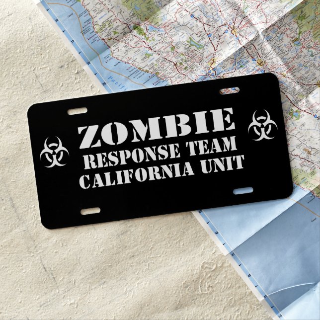Zombie Outbreak Response Team Personalized License Plate (In Situ)