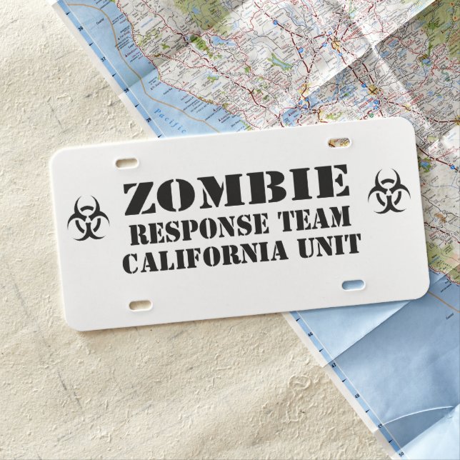 Zombie Outbreak Response Team Personalized License Plate (In Situ)