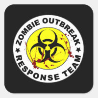 Zombie Outbreak Response Team Skull Yellow Circle Low Profile Cork Coaster Set