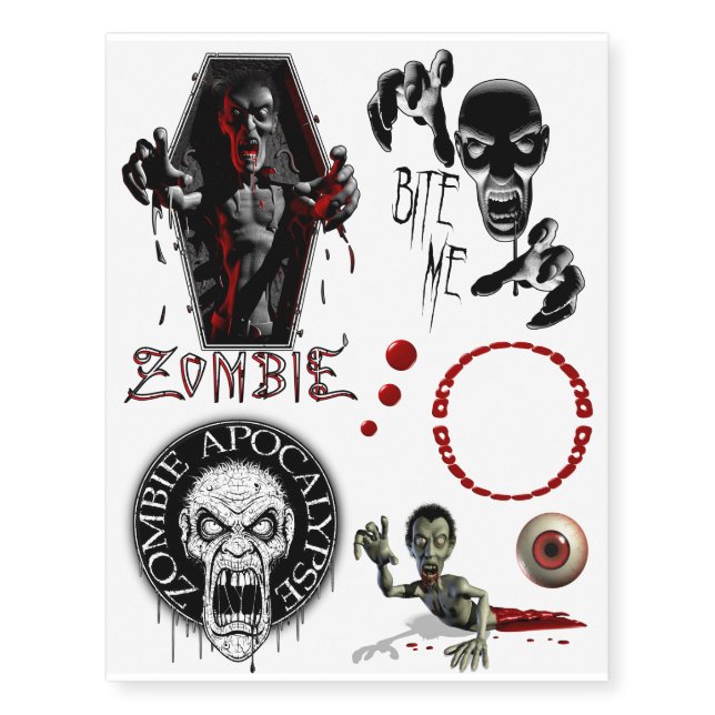 Zombie Outbreak Temporary Tattoos (Front)