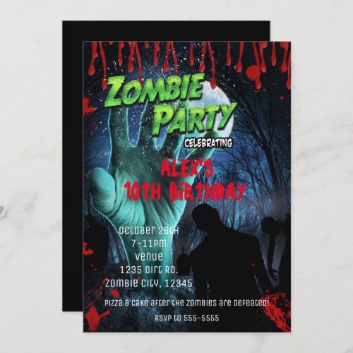 ZOMBIE PARTY Halloween Party Invitations