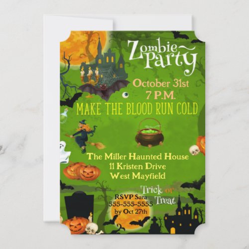 Zombie Party Party Invitation