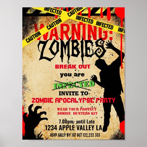 zombie party  theme event poster