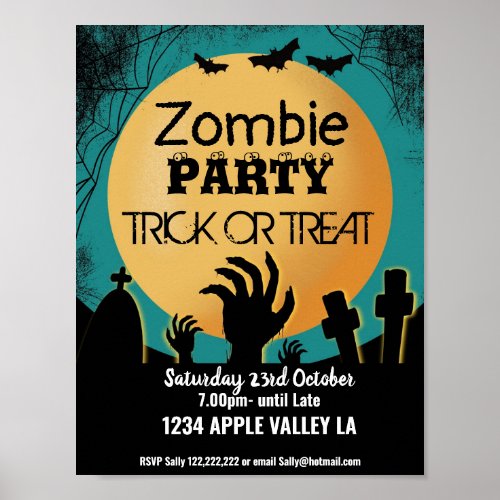 zombie party  theme event poster